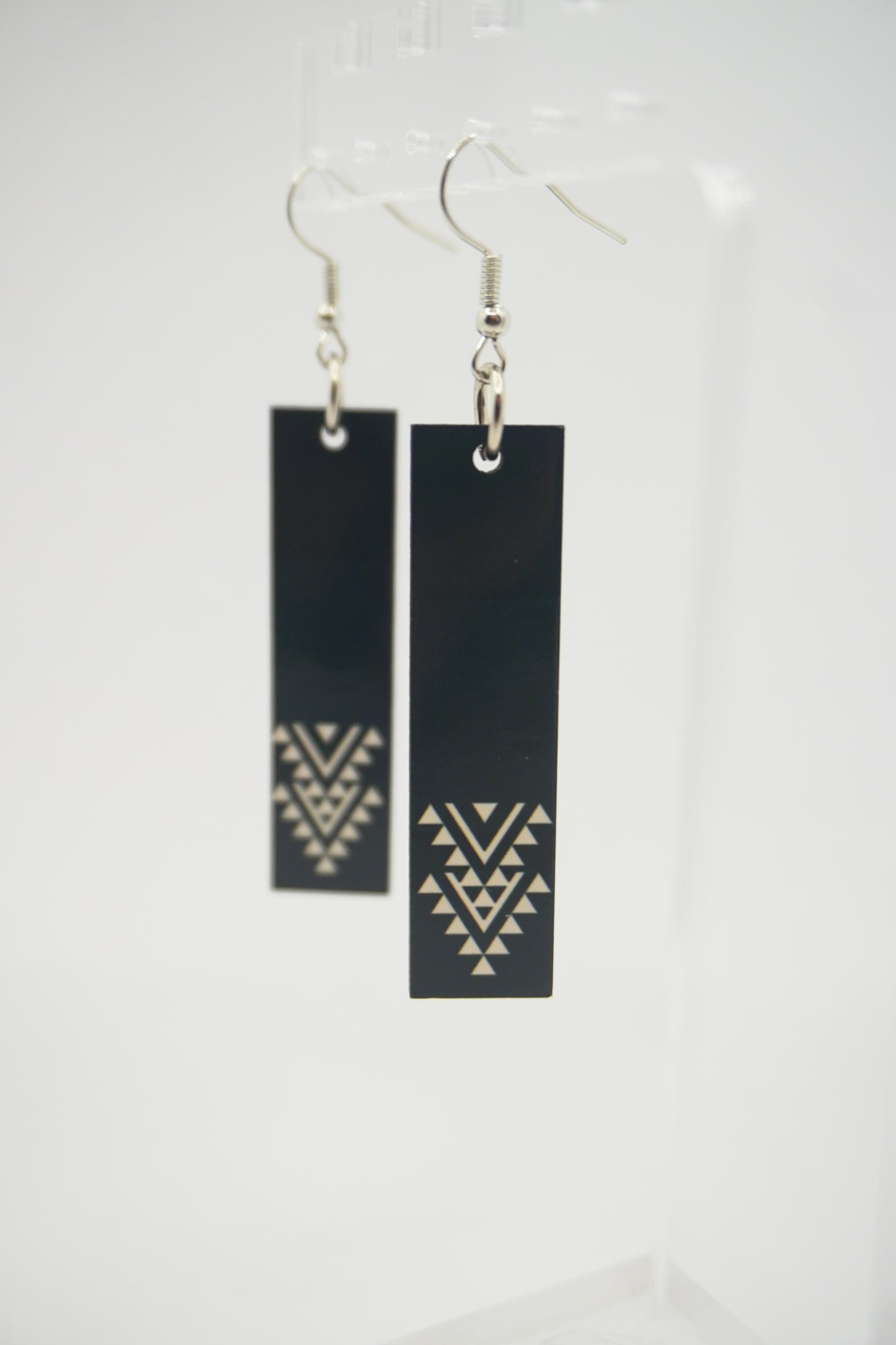 Niho Taniwha Earrings - Black and White