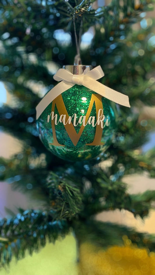 Green Personalised Christmas Bauble