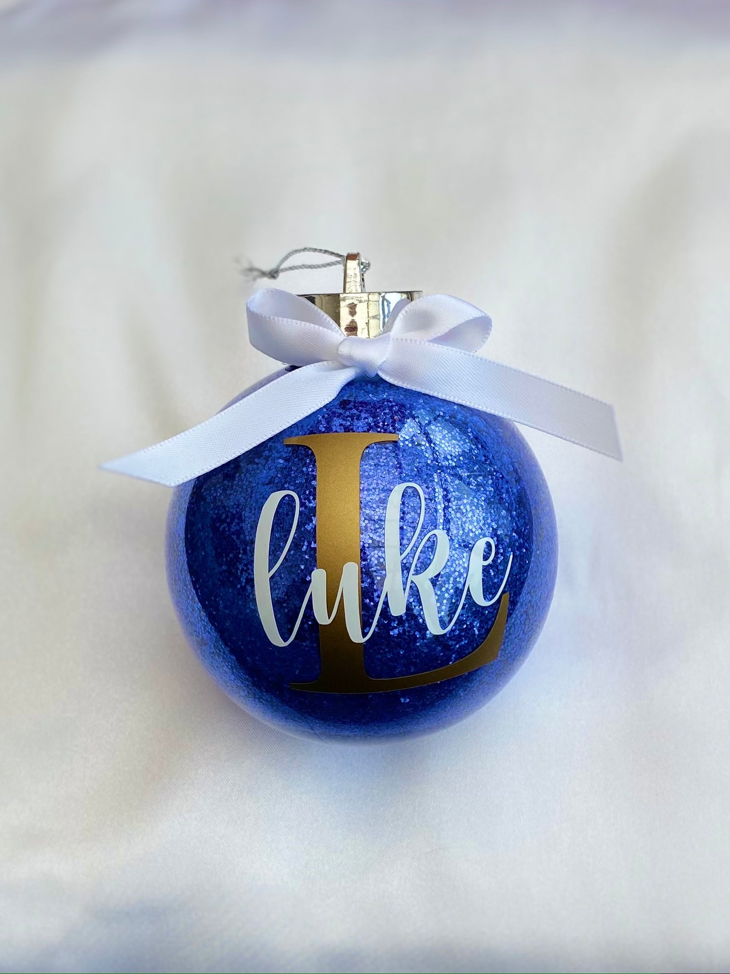 Blue Personalised Christmas Bauble