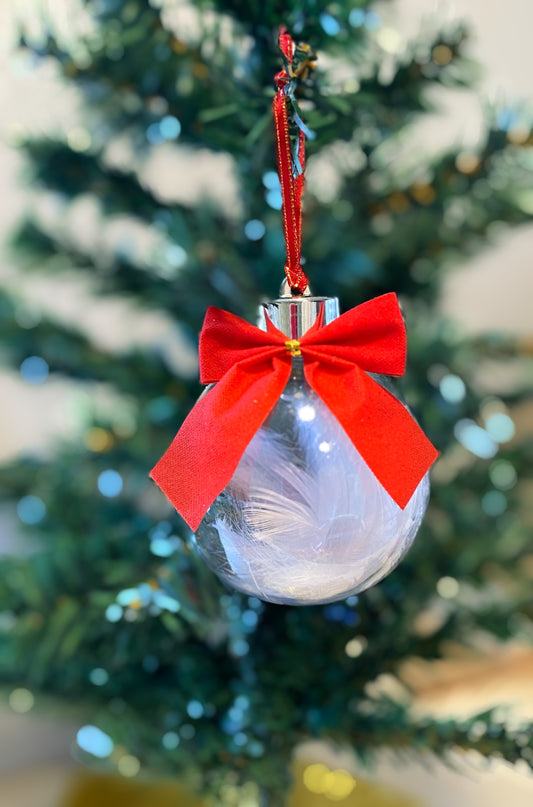 In Loving Memory - Duck feather Personalised Christmas Bauble