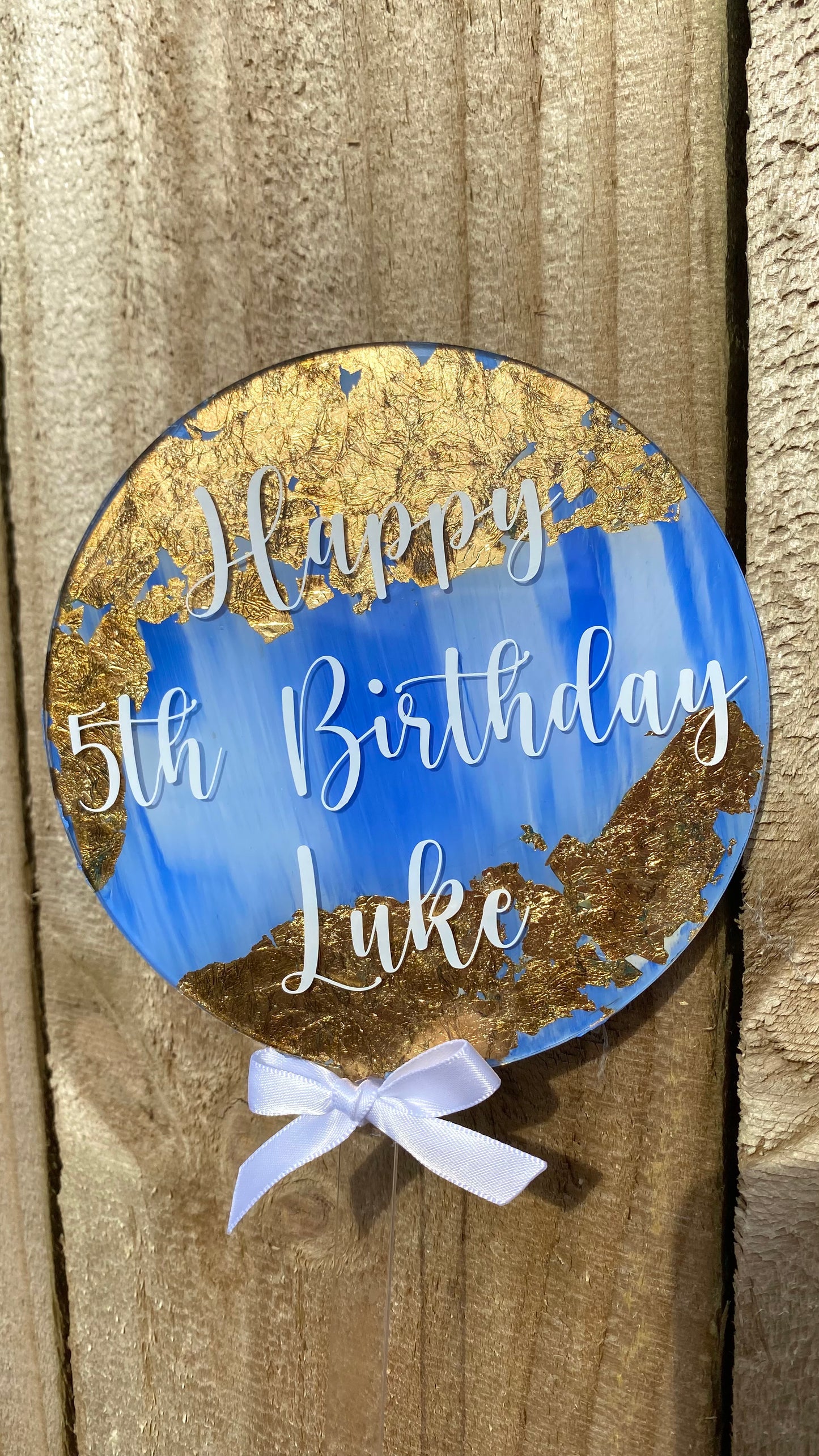 Personalised Acrylic Gold Leaf Cake Topper