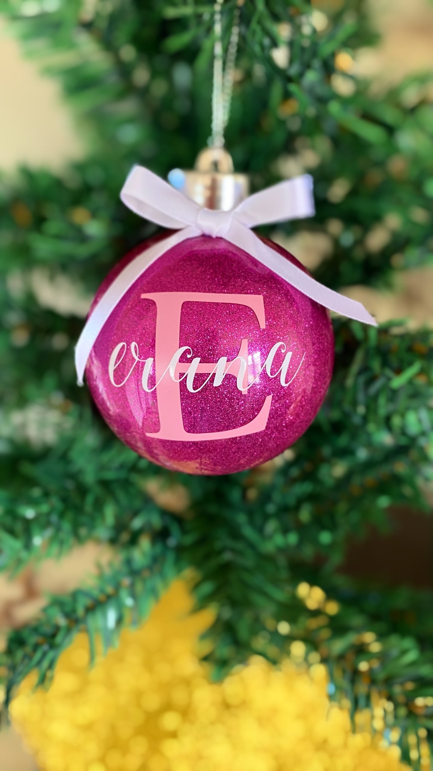 Pink Personalised Christmas Bauble